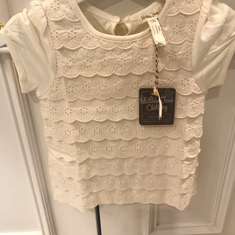 NWT adorable Matilda Jane cream lace top.